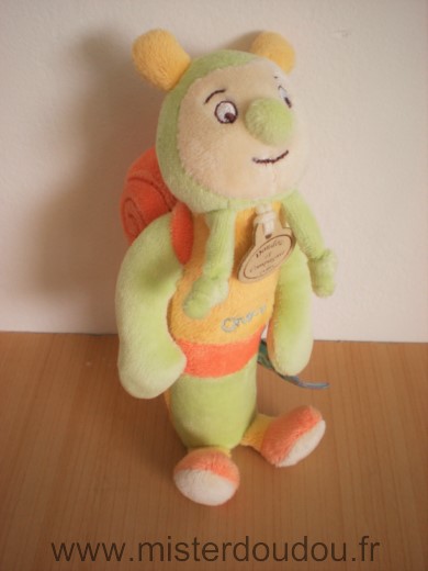 Doudou et compagnie Escargot Vert orange jaune - Très bon état