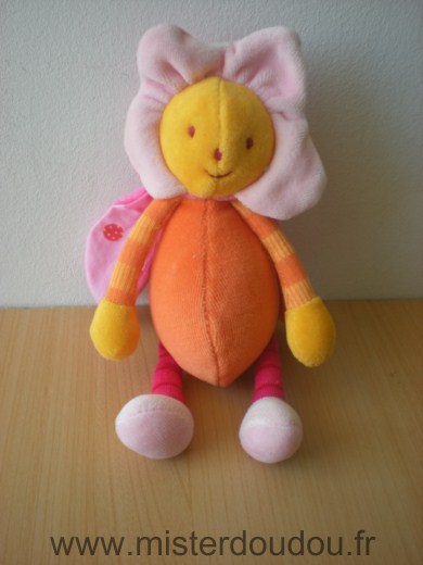Moulin roty Fleur Rose orange jaune - Très bon état