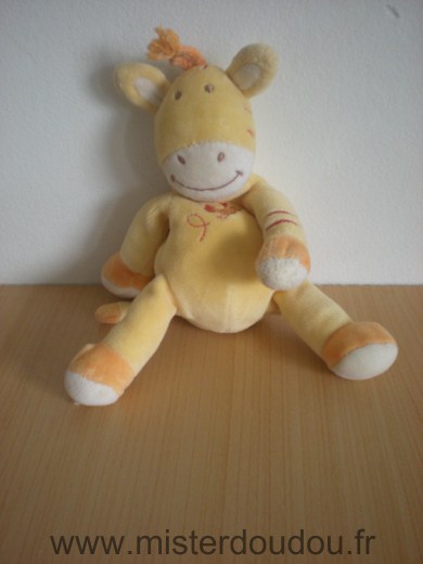 Amtoys Girafe Jaune avec oiseau brodé - Très bon état