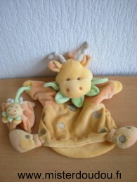 Doudou et compagnie Girafe Orange jaune col vert avec bebe - Très bon état