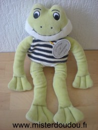 Doudou et compagnie Grenouille Vert tshirt rayé marine blanc - Très bon état