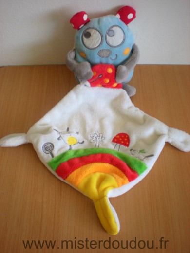 Pommette Hibou Chouete bleue coccinelle mouchoir blanc arc en ciel - Très bon état