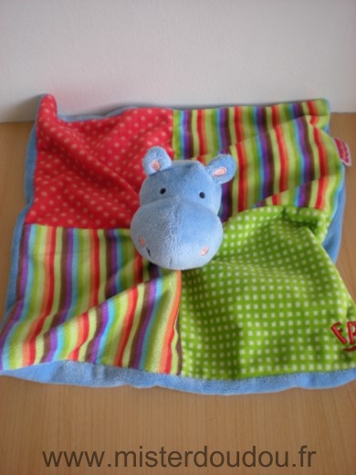 Fisher-price Hippopotame Vert rouge rayures dessous bleu - Très bon état