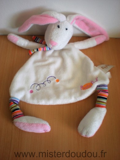 Baby nat Lapin Blanc rose echarpe rayee - Très bon état