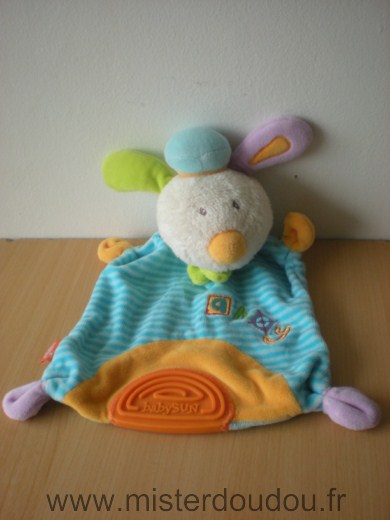 Baby sun Lapin Bleu orange vert ahoy anneau de dentition - Très bon état