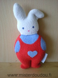 Bout chou Lapin Blanc bleu rouge en éponge - Bon état