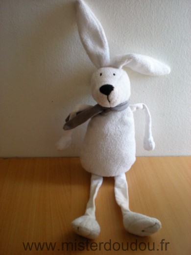 Bout chou Lapin Blanc echarpe grise - Très bon état