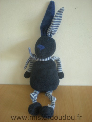 Bout chou Lapin Bleu marine pattes rayees bleues - Très bon état