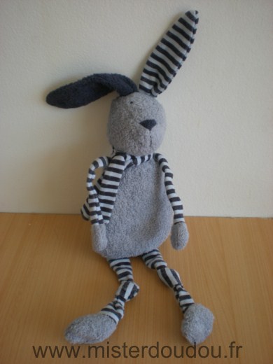 Bout chou Lapin Gris rayures bleu marines - Très bon état