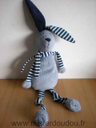 Bout chou Lapin Gris rayures bleu marines - Très bon état