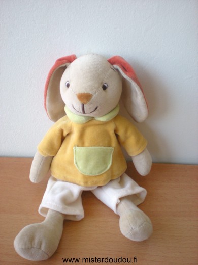 Charly et compagnie Lapin Beige tshirt jaune poche verte - Très bon état
