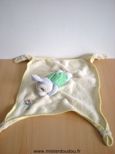 Disney Lapin Jaune avec lapin dessus et oiseau brod - Bon état
