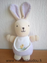 Dmc Lapin Mauve blanc bavoir brodé poussin - Bon état