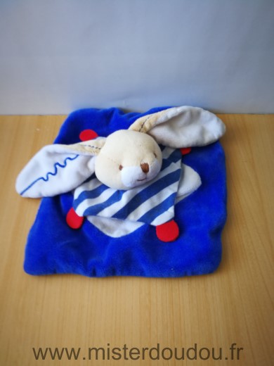 Doudou et compagnie Lapin Beige bleu marin - Très bon état