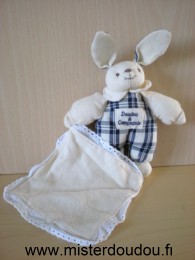 Doudou et compagnie Lapin Beige clair bleu marrine dantelle blanche - Bon état