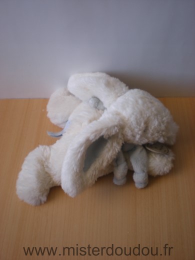 Doudou et compagnie Lapin Blanc bleu - Très bon état