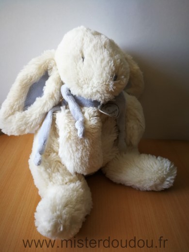 Doudou et compagnie Lapin Blanc bleu - Très bon état
