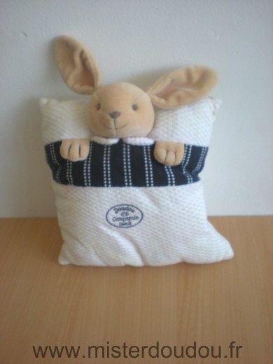 Doudou et compagnie Lapin Blanc bleu marine - Etat moyen