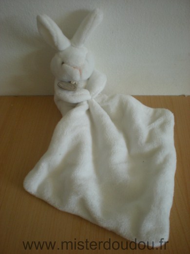 Doudou et compagnie Lapin Blanc mouchoir blanc - Très bon état