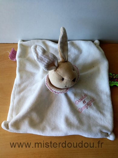 Doudou et compagnie Lapin Blanc rose - Très bon état