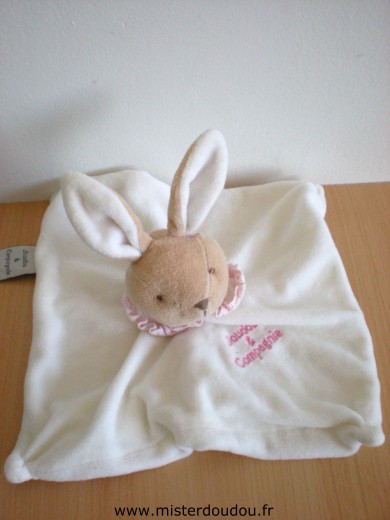 Doudou et compagnie Lapin Blanc rose - Très bon état