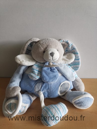 Doudou et compagnie Lapin Bleu blanc d activite celestin - Très bon état