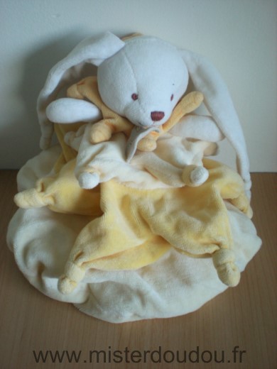 Doudou et compagnie Lapin Bonnie carambole douvelours jaune - Très bon état