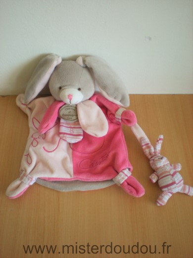 Doudou et compagnie Lapin Celestine rose gris - Très bon état