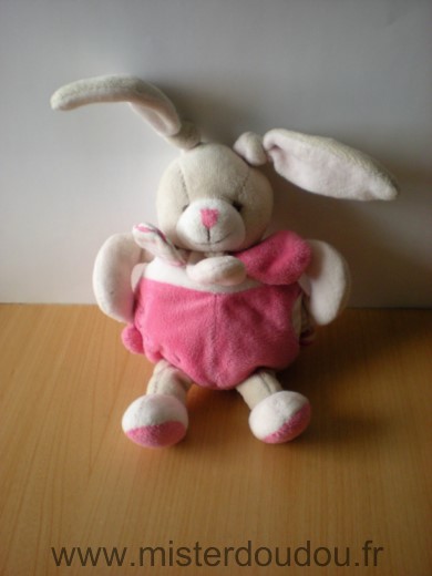 Doudou et compagnie Lapin Clestine gris rose - Très bon état