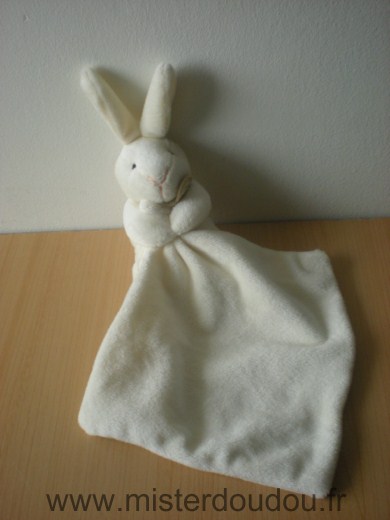 Doudou et compagnie Lapin Ecru avec mouchoir écru - Très bon état