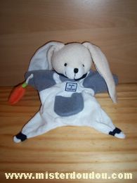 Doudou et compagnie Lapin Gris beige blanc - Très bon état