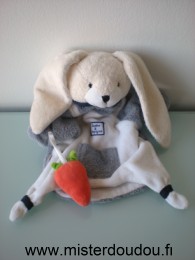 Doudou et compagnie Lapin Gris blanc carotte orange - Très bon état