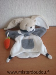Doudou et compagnie Lapin Gris blanc carotte orange séraphin - Très bon état