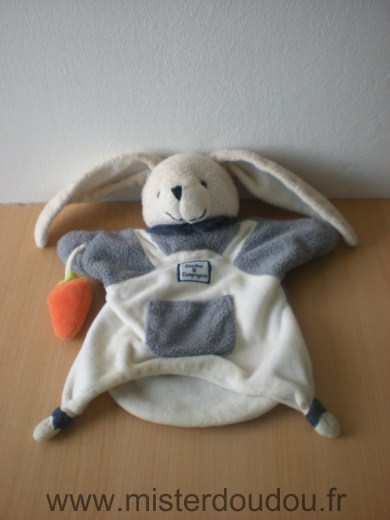 Doudou et compagnie Lapin Gris blanc carotte orange séraphin - Très bon état