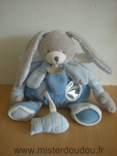 Lapin Boule Lapin bleu blanc d activite celestin avec miroir Doudou et compagnie
