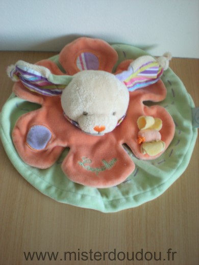 Doudou et compagnie Lapin Loupichou orange vert - Très bon état