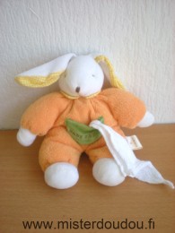 Doudou et compagnie Lapin Orange poche verte baby nat mouchoir blanc - Très bon état