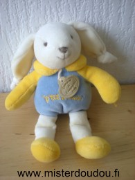 Doudou et compagnie Lapin Ptit doux jaune et bleu - Très bon état