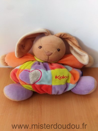 Kaloo Lapin Patchwork orange mauve jaune coeur - Bon état