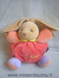 Kaloo Lapin Rouge orange mauve col jaune 123 kaloo - Très bon état
