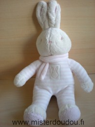 Klorane Lapin Rayé blanc rose écharpe rose - Très bon état