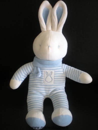 Klorane Lapin Rayé bleu blanc écharpe bleue - Très bon état