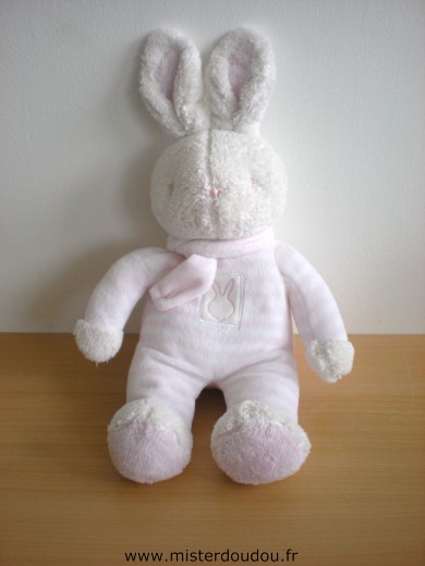 Klorane Lapin Rayé rose blanc echarpe rose - Très bon état