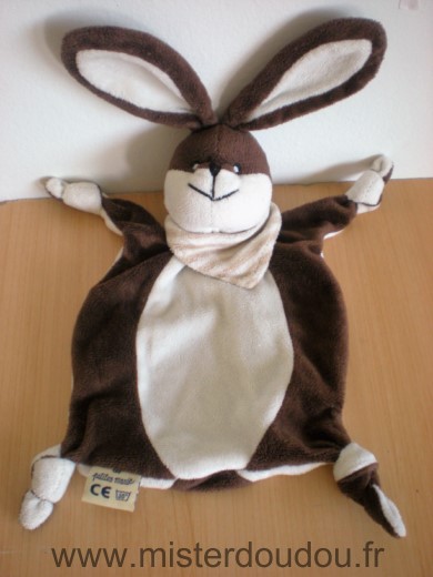 Les petites marie Lapin Blanc marron foulard raye beige blanc - Très bon état