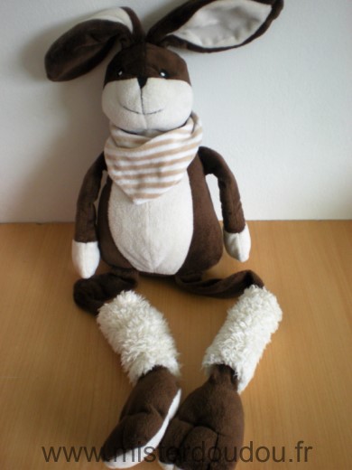 Les petites marie Lapin Marron ecru foulard raye - Très bon état
