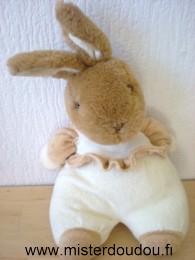 Marque Inconnue Lapin En tissus éponge jaune et peluche marron - Bon état