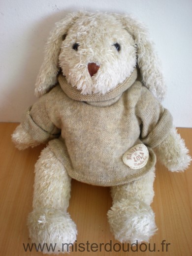 Moulin roty Lapin Beoge pull beige basile et lola - Très bon état