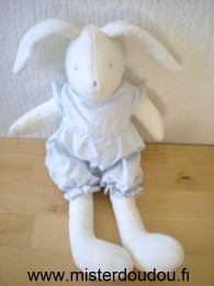 Moulin roty Lapin Blanc salopette tissus rayé bleu blanc - Très bon état