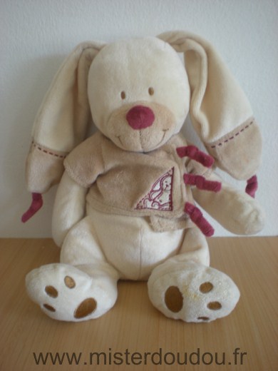 Nicotoy Lapin Beige gilet marron bordeau - Très bon état