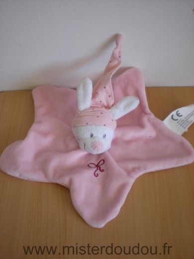 Nicotoy Lapin Bla&nc rose forme etoile - Très bon état